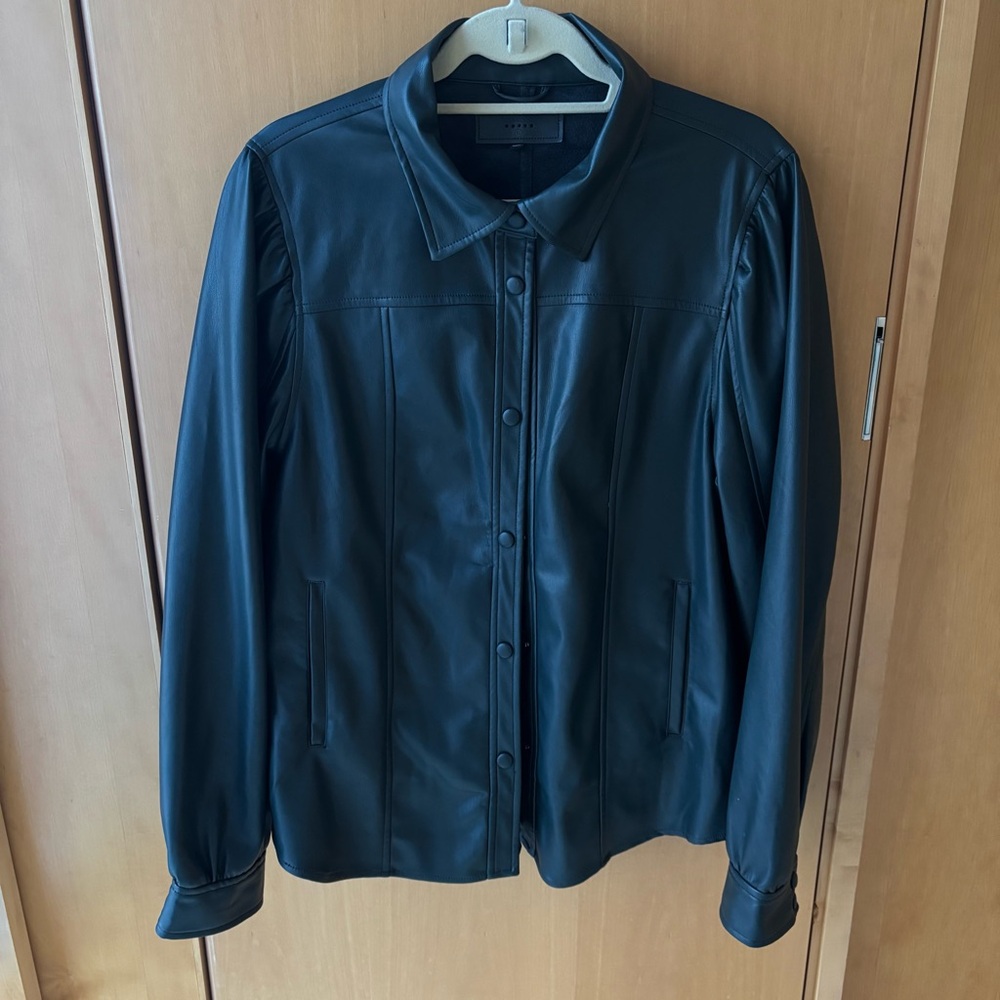 Dark Green Faux Leather Shacket
